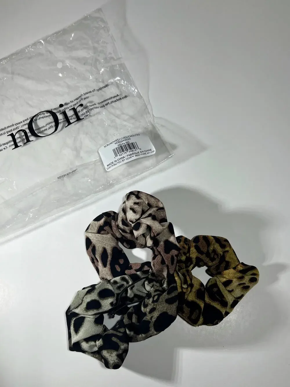 New Set of 3 nOir Jewelry Ombre Leopard Scrunches
